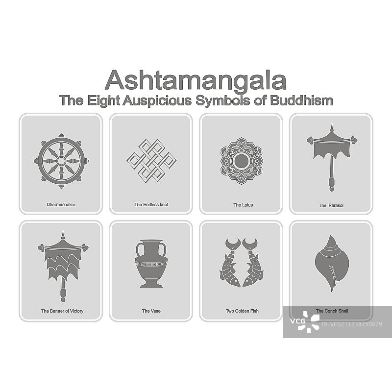 八吉祥符号单色图标集图片素材
