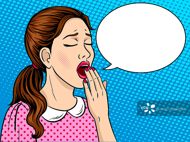 波普艺术风格的打哈欠女孩图片素材