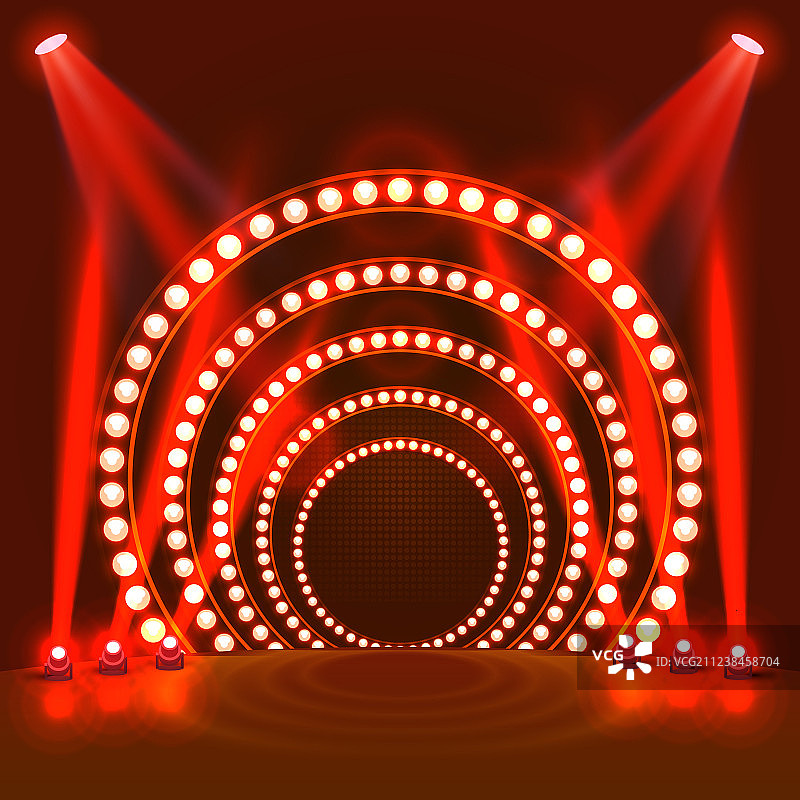 红色背景灯光讲台图片素材