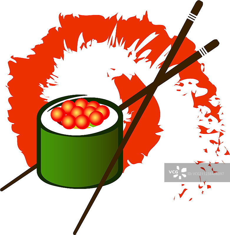 鱼子酱寿司与筷子图片素材
