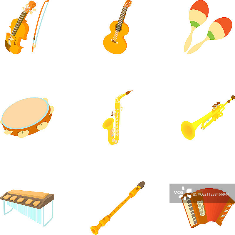 卡通风格音乐工具图标合集图片素材