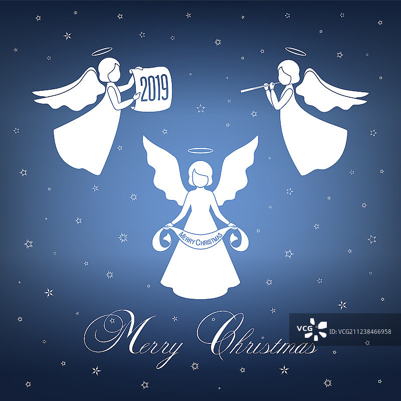 带翅膀和光环的白色圣诞天使图片素材