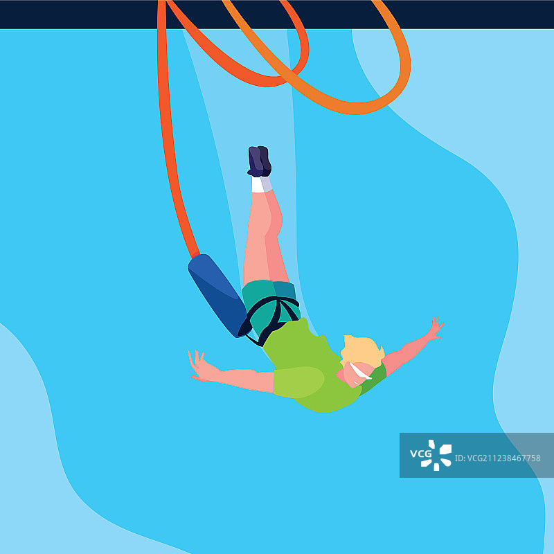 男子练习蹦极极限运动图片素材