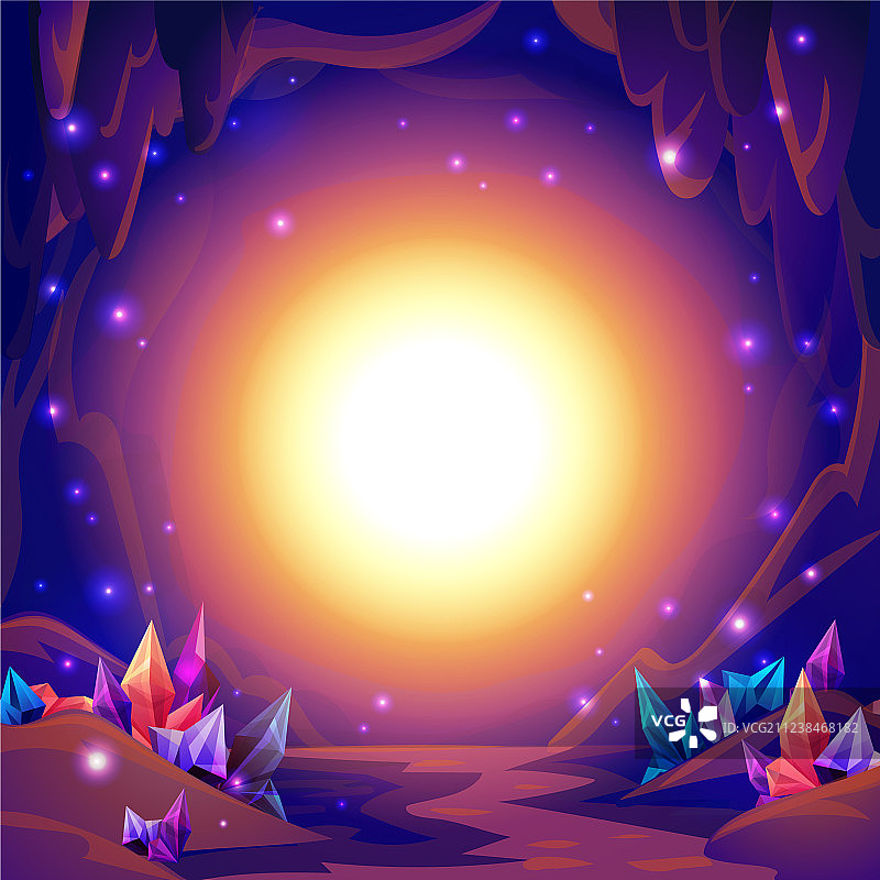 带有洞穴的魔幻洞穴仙境景观图片素材