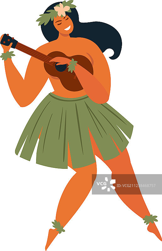 跳草裙舞的年轻漂亮女人图片素材