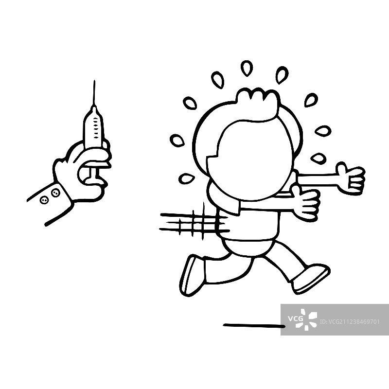 手绘卡通人物害怕并逃离图片素材