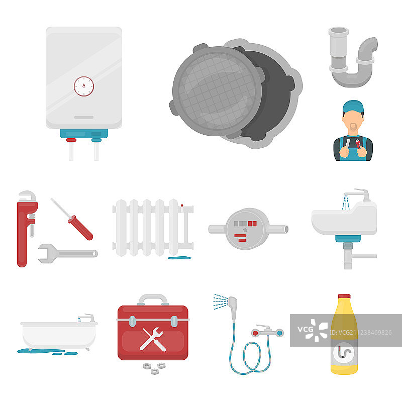 管道配件卡通图标合集图片素材