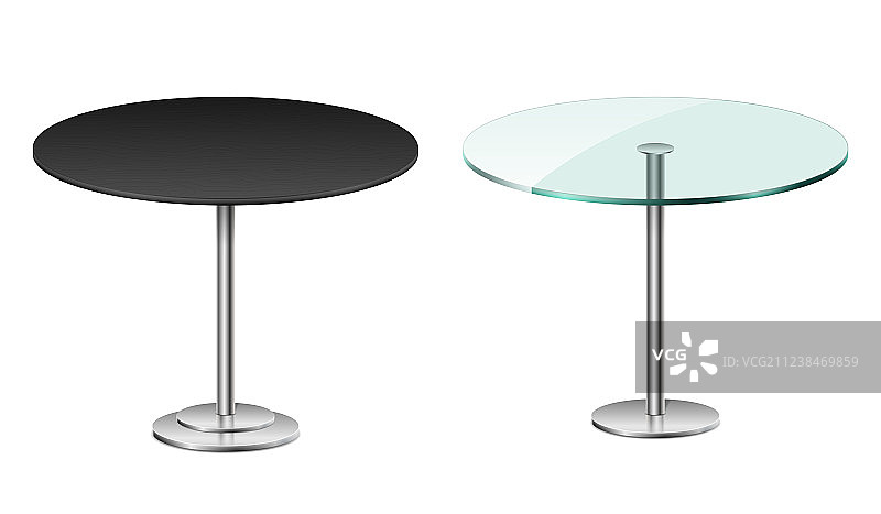 隔离在白色上的空现代黑色圆桌图片素材