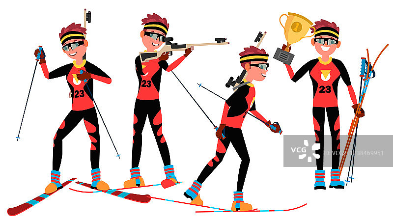 冬季两项：青年男子射击图片素材