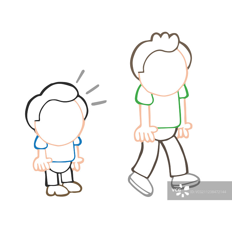 手绘卡通矮个男人羡慕的表情图片素材