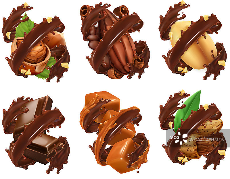 巧克力棒坚果焦糖可可豆图片素材