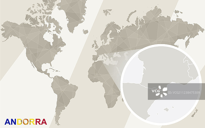 安道尔地图和旗帜图片素材