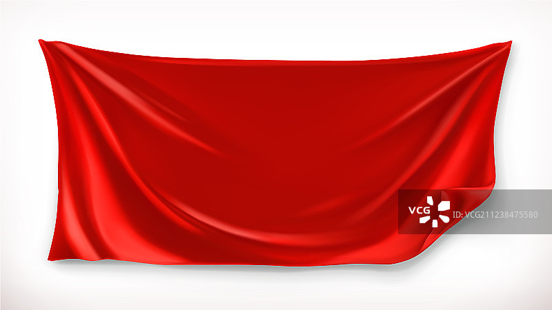 红色布艺banner 3D效果图片素材