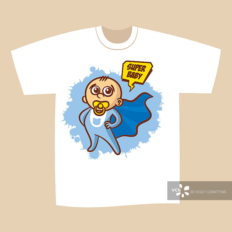 超级英雄男婴印花T恤设计图片素材