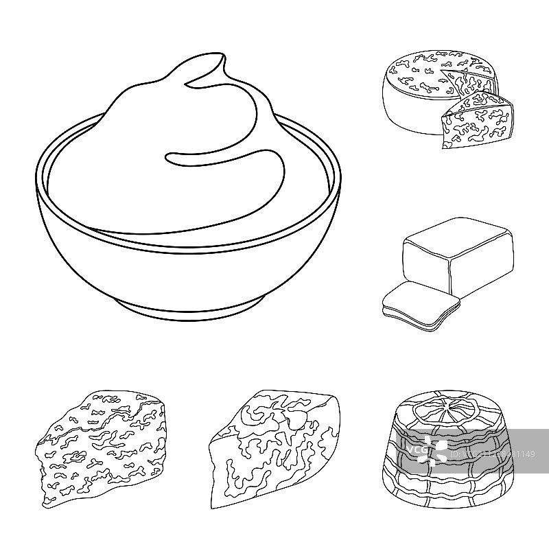 不同种类的奶酪轮廓图标图片素材