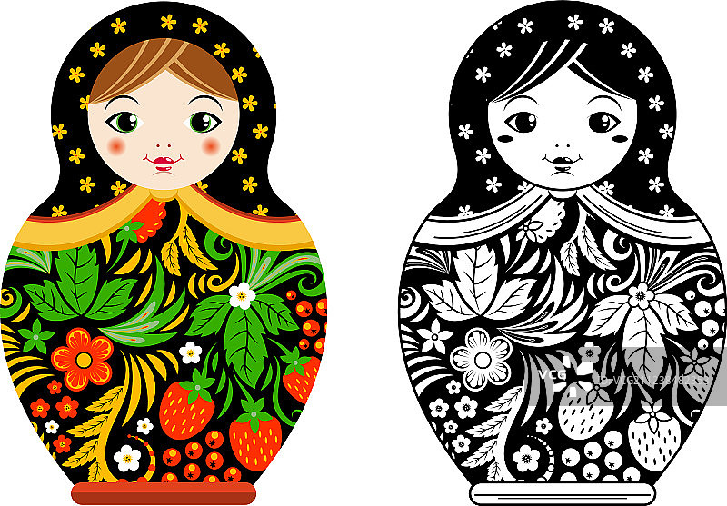 彩绘复古俄罗斯套娃图片素材