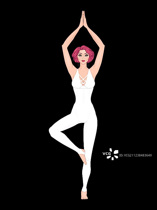 瑜伽女性树式冥想图片素材