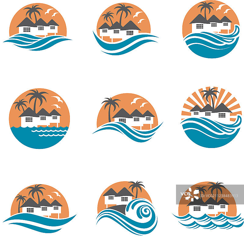 海滩小屋logo合集图片素材