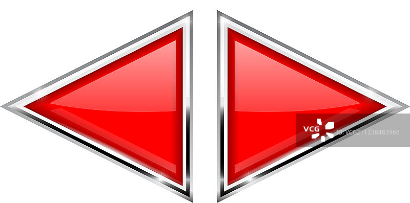 红色金属边框三角形按钮图片素材