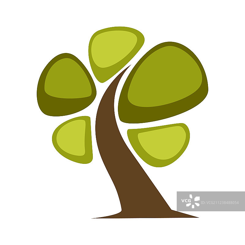 绿色树木和树叶图标或logo模板图片素材