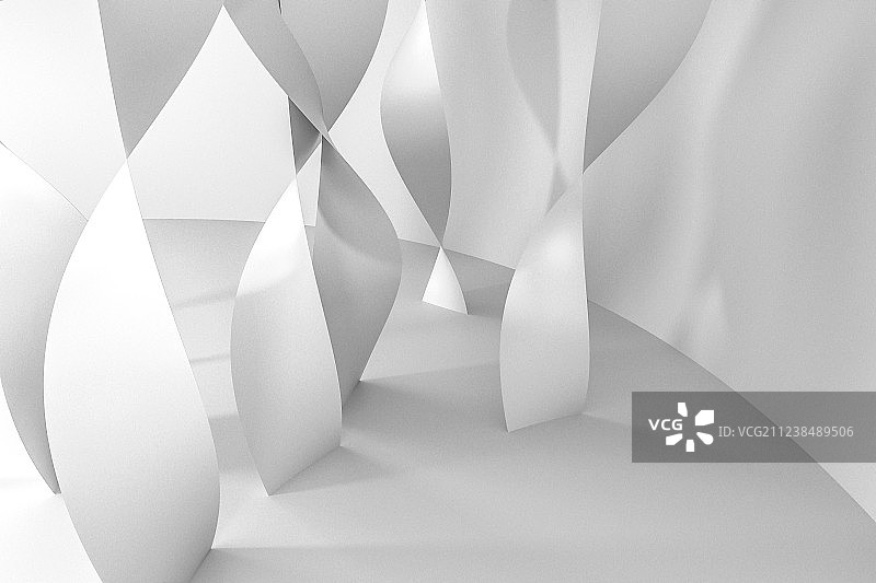 流动曲面，白色背景，三维渲染图片素材