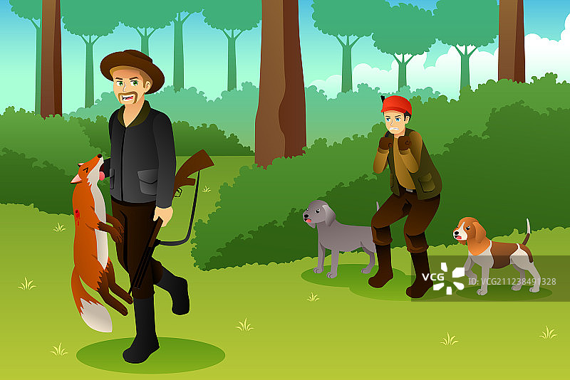 猎人与猎犬猎狐狸图片素材