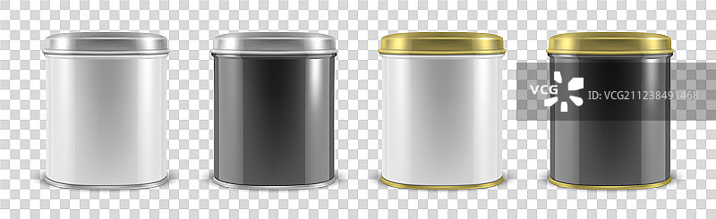 逼真的3D黑白金属罐图片素材