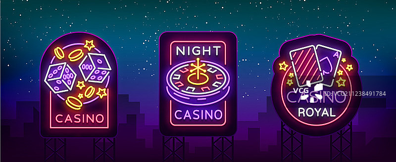 霓虹赌场标志合集图片素材