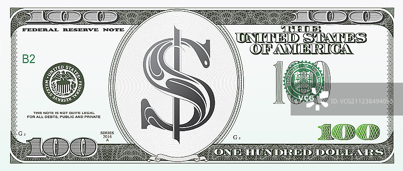 卡通风格的100美元纸币图片素材