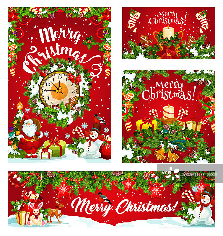 圣诞节冬季主题：圣诞老人与礼物图片素材