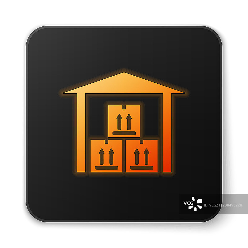 孤立的发光橙色霓虹仓库图标图片素材