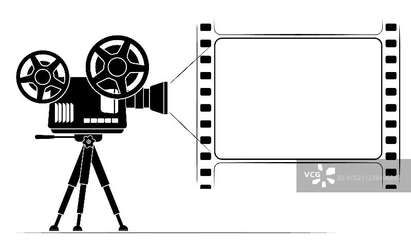 三脚架上的老式电影放映机图片素材