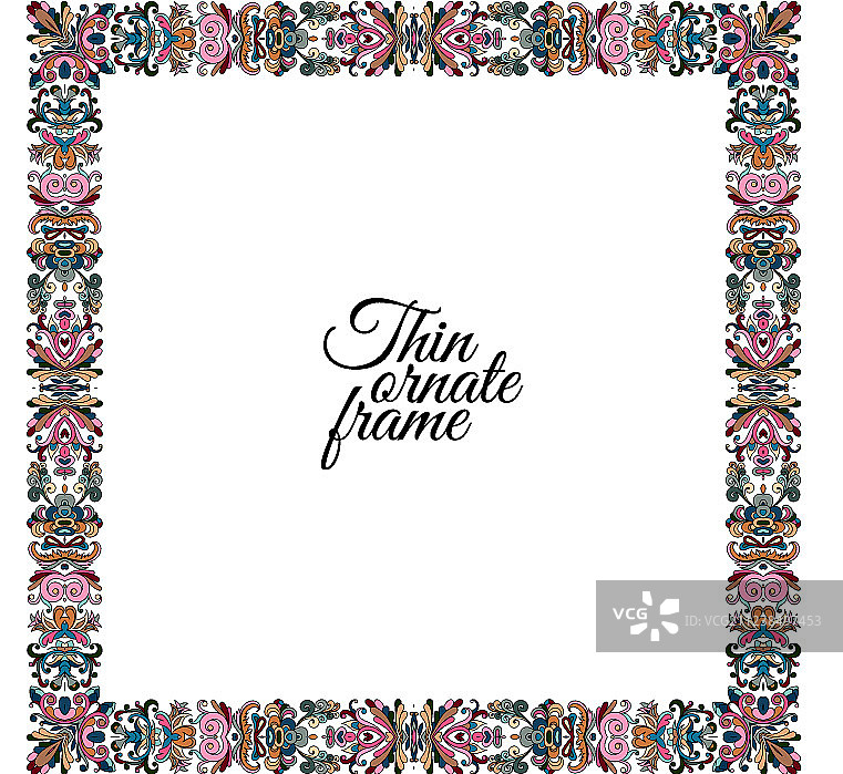 粉彩色细边框与花卉装饰图片素材