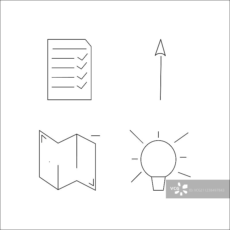 网页简单的线性图标设置简单的轮廓图标图片素材