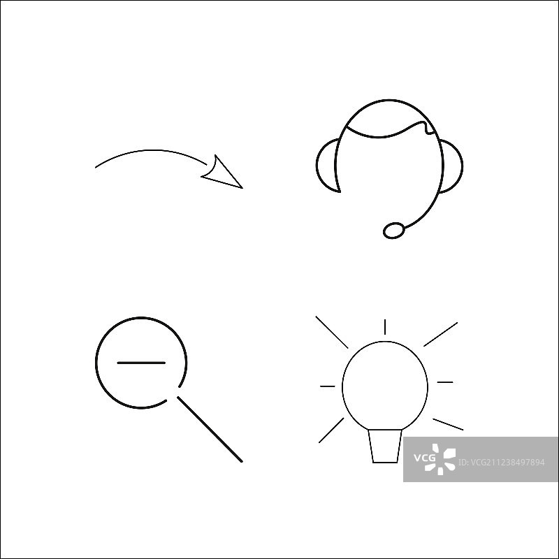 网页简单的线性图标设置简单的轮廓图标图片素材