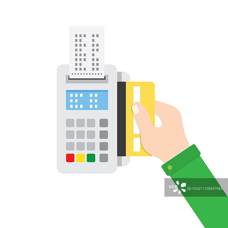 手将信用卡插入POS机图片素材