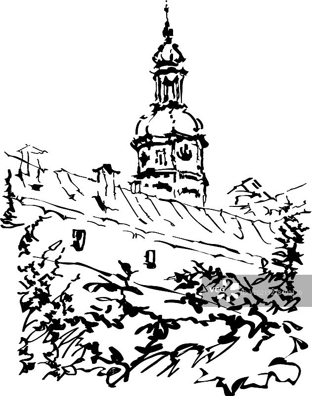 老教堂的尖顶图片素材