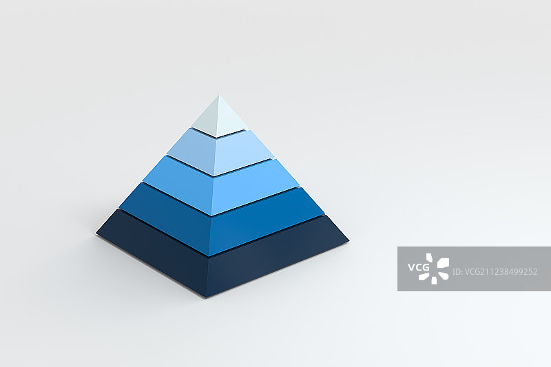 蓝色三维渐变金字塔，三维渲染图片素材