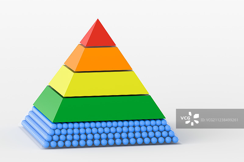 多彩三维金字塔，底层小球，三维渲染图片素材