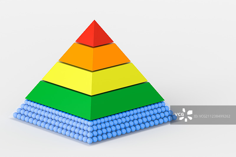 多彩三维金字塔，底层小球，三维渲染图片素材