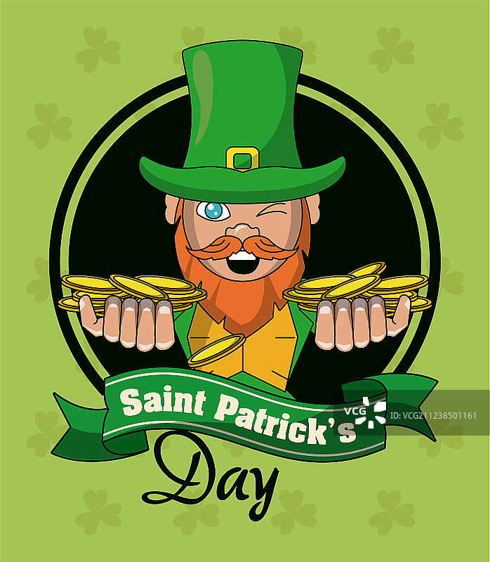 圣帕特里克节卡通卡片图片素材