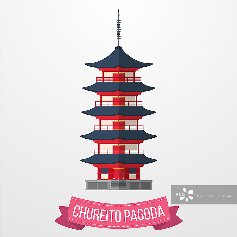 Chureito宝塔白色背景图片素材