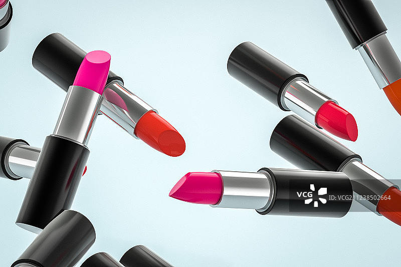 口红与浅色背景，三维渲染图片素材