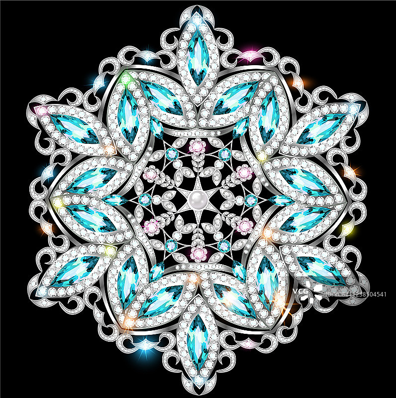 镶嵌宝石的闪亮吊坠胸针图片素材