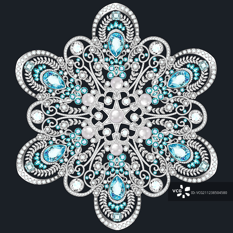 镶嵌宝石的闪亮吊坠胸针图片素材