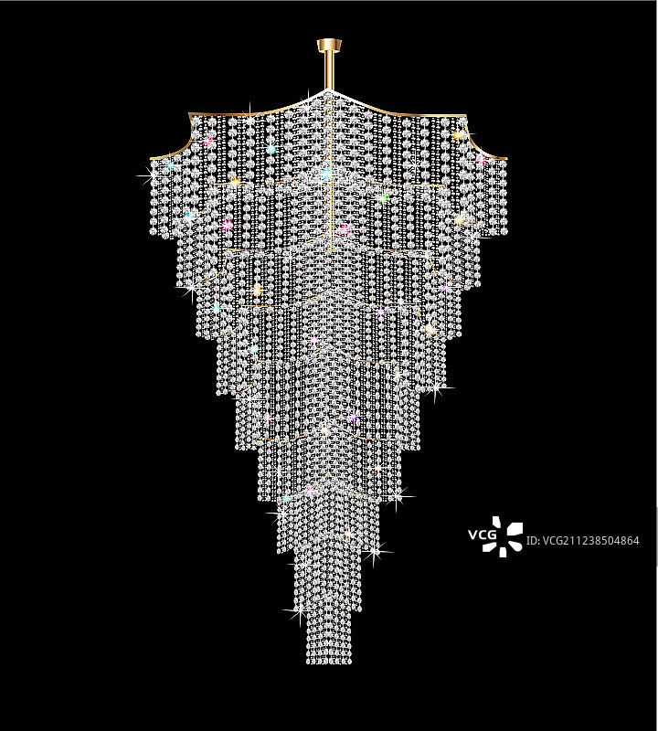 黑色背景上的水晶吊灯图片素材