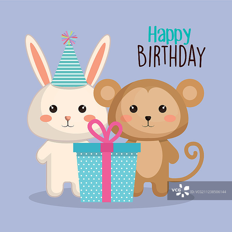 温馨动物生日贺卡图片素材