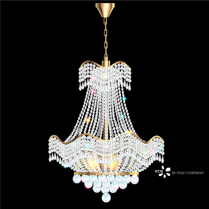 黑色背景上的水晶吊灯图片素材