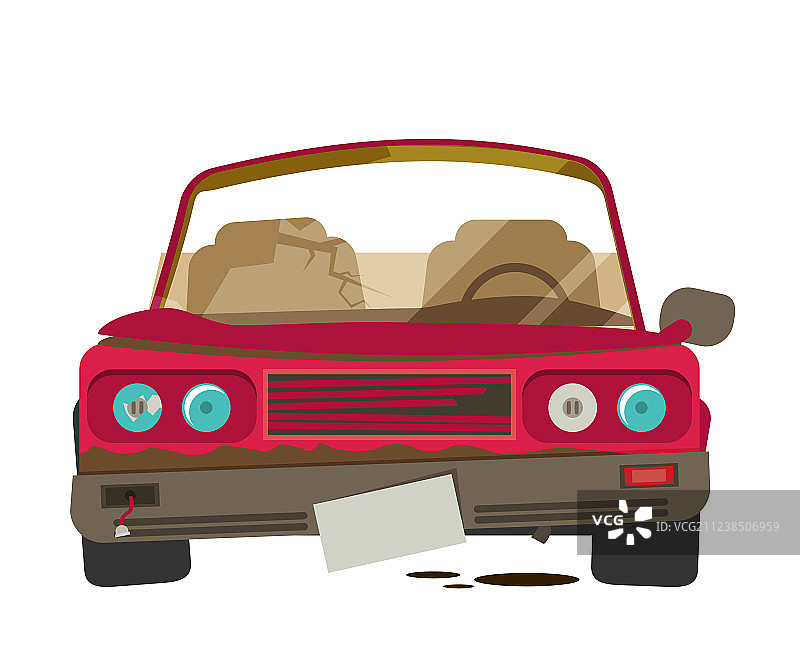 汽车压碎效果（白色背景）图片素材