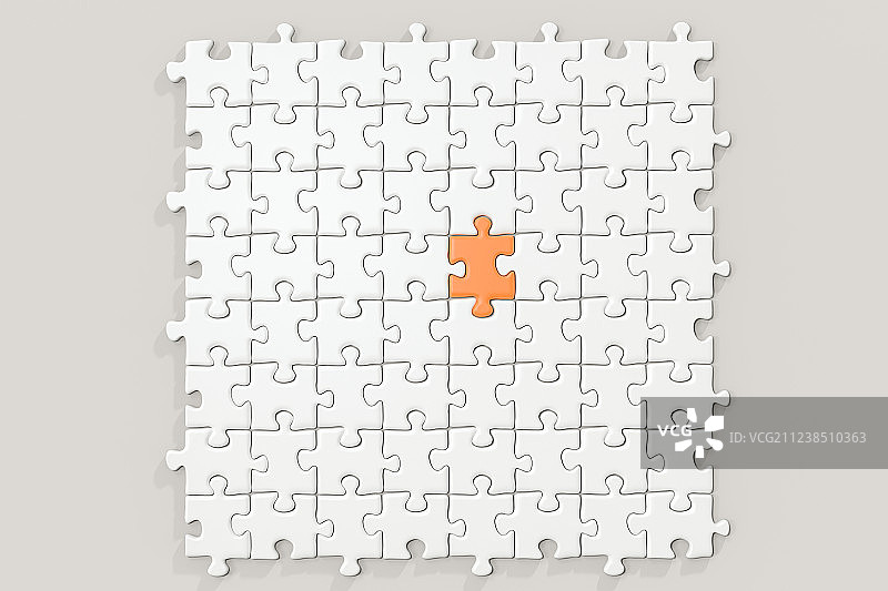 排列整齐的拼图与白色背景，三维渲染图片素材